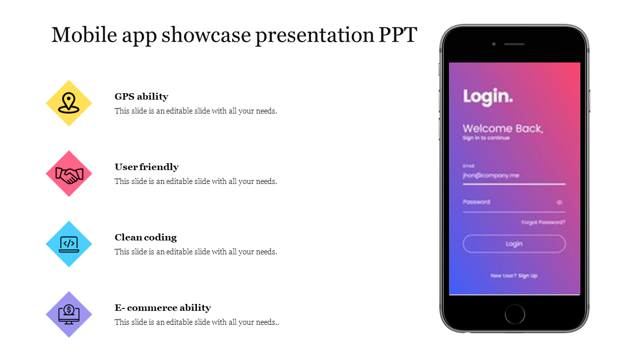 Mobile app showcase presentation PPT